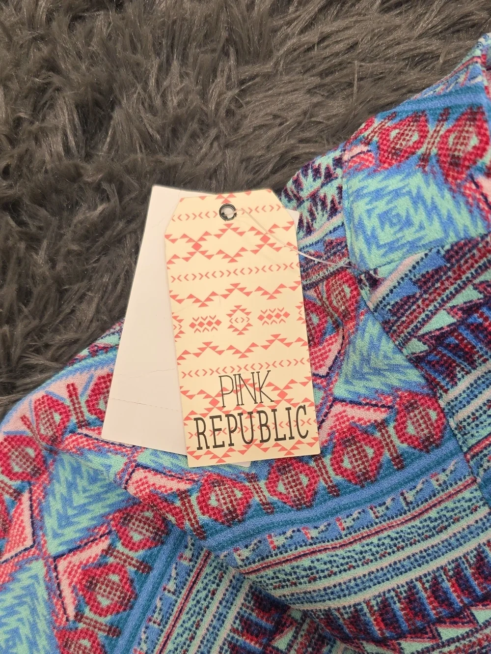Pink Republic Striped Aztec Skort - Blue & Pink. Size L. NWT